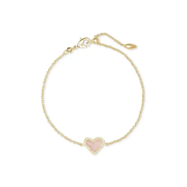 Kendra Scott Ari Gold Heart Rose Quartz Bracelet Kiefer Jewelers Lutz, FL
