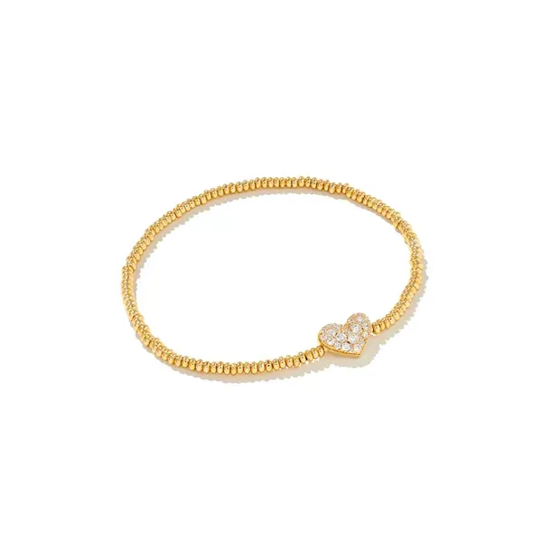 Kendra Scott Ari Pave Heart Stretch Gold White Crystal Bracelet Kiefer Jewelers Lutz, FL