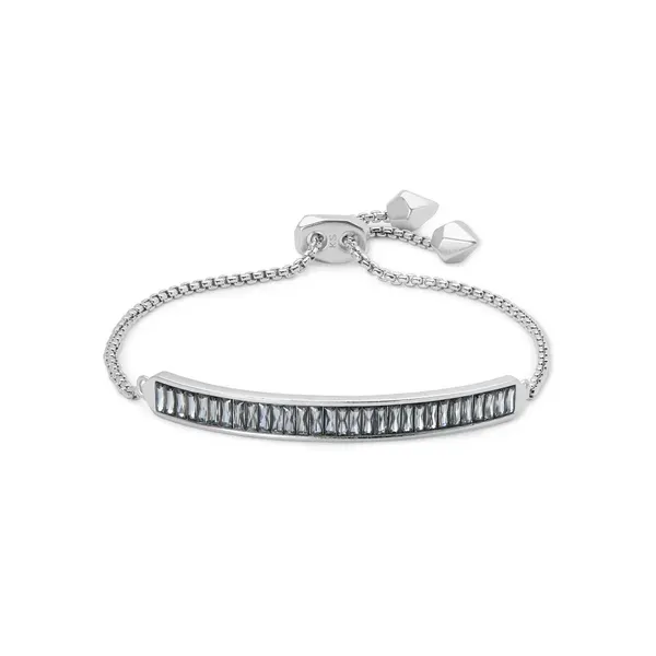 Kendra Scott Jack Adjustable Silver Chain Charcoal Gray Crystal Bracelet Kiefer Jewelers Lutz, FL