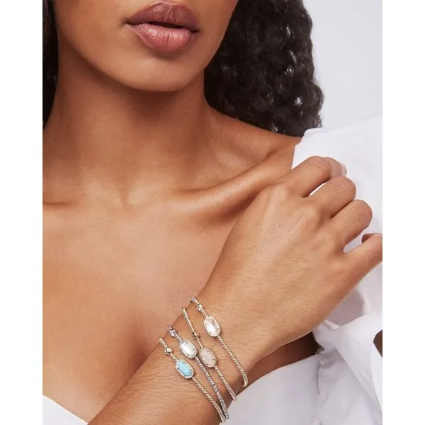 Kendra Scott Grayson Gold Light Blue Magnesite Stretch Bracelet Image 2 Kiefer Jewelers Lutz, FL