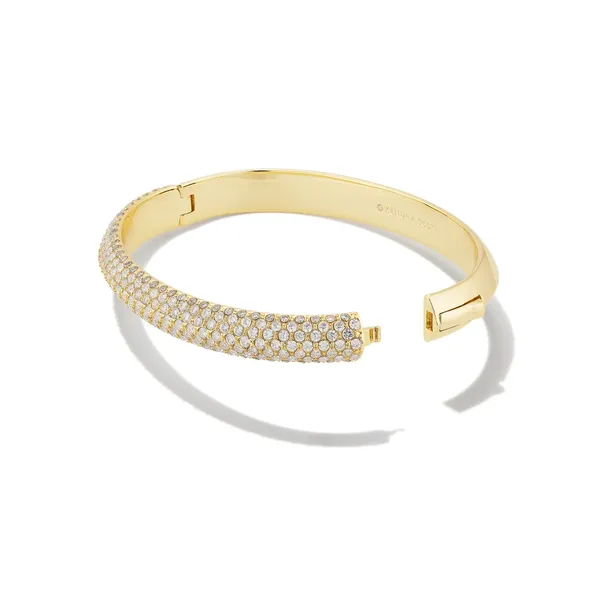 Kendra Scott Mikki Gold White Crystal Pave Bangle Bracelet Image 2 Kiefer Jewelers Lutz, FL