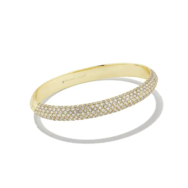 Kendra Scott Mikki Gold White Crystal Pave Bangle Bracelet Kiefer Jewelers Lutz, FL