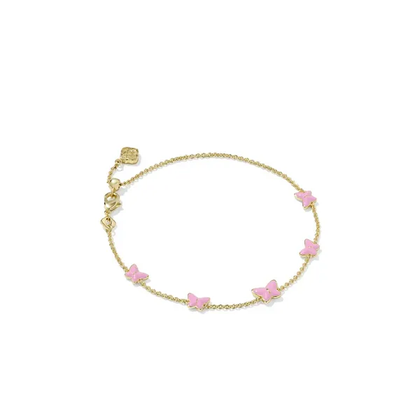 Lillia Butterfly Gold with Pink Enamel Delicate Chain Bracelet by Kendra Scott Kiefer Jewelers Lutz, FL