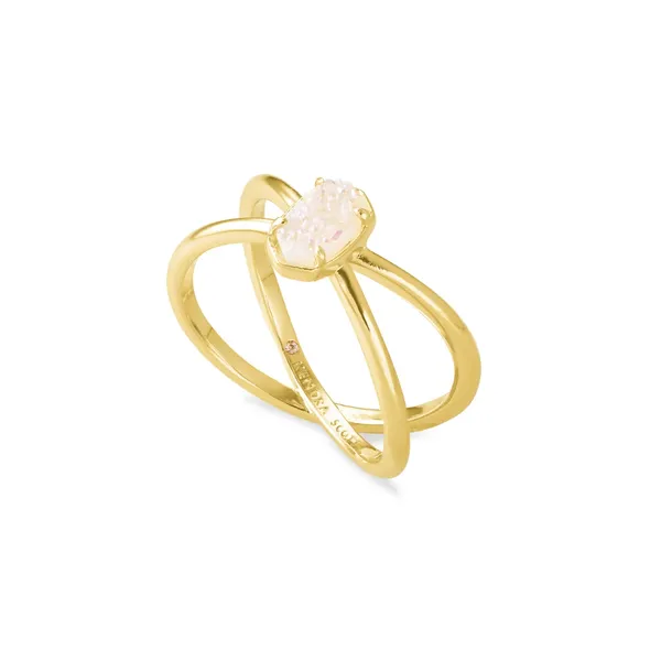 Kendra Scott Emilie Gold Double Band Ring in Iridescent Drusy Image 2 Kiefer Jewelers Lutz, FL
