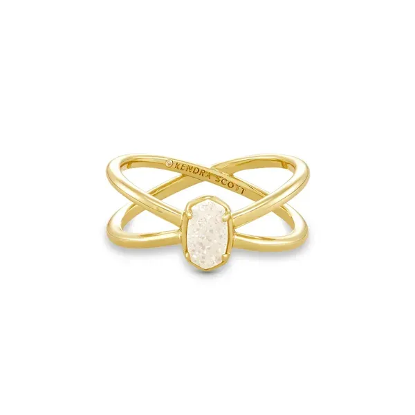 Kendra Scott Emilie Gold Double Band Ring in Iridescent Drusy Kiefer Jewelers Lutz, FL