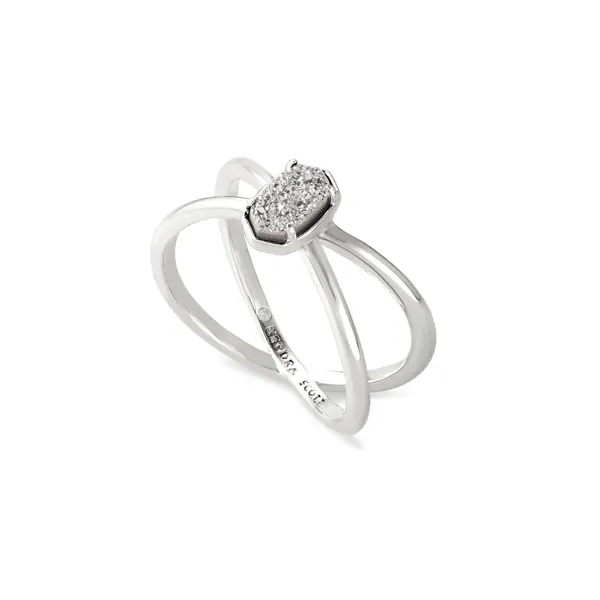 Kendra Scott Emilie Silver Double Band Ring in Platinum Drusy Image 2 Kiefer Jewelers Lutz, FL