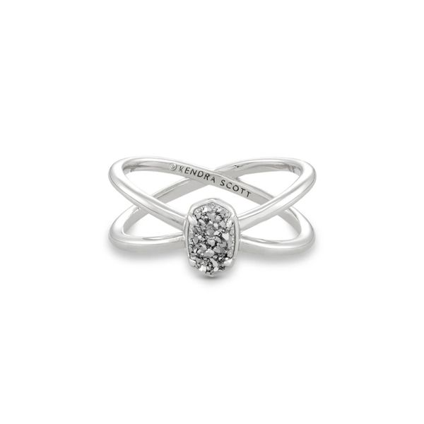 Kendra Scott Emilie Silver Double Band Ring in Platinum Drusy Kiefer Jewelers Lutz, FL