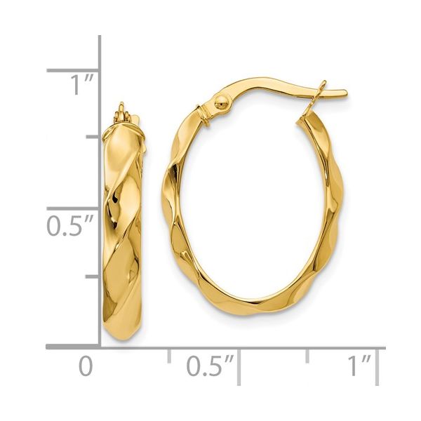 14K Twisted Oval Hoops Image 2 Kiefer Jewelers Lutz, FL