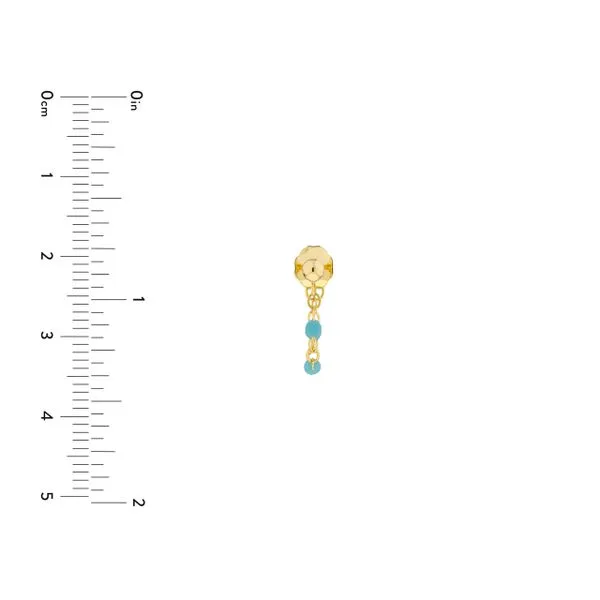 14K Front to Back 3 Beads Turquoise Enamel Earrings Image 5 Kiefer Jewelers Lutz, FL