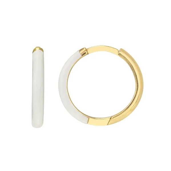 14K White Enamel Hoop Earrings Kiefer Jewelers Lutz, FL