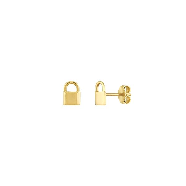 14K Padlock Design Baby Stud Earring Kiefer Jewelers Lutz, FL