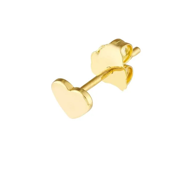 14K Heart Shaped Flat Stud Earring Image 3 Kiefer Jewelers Lutz, FL