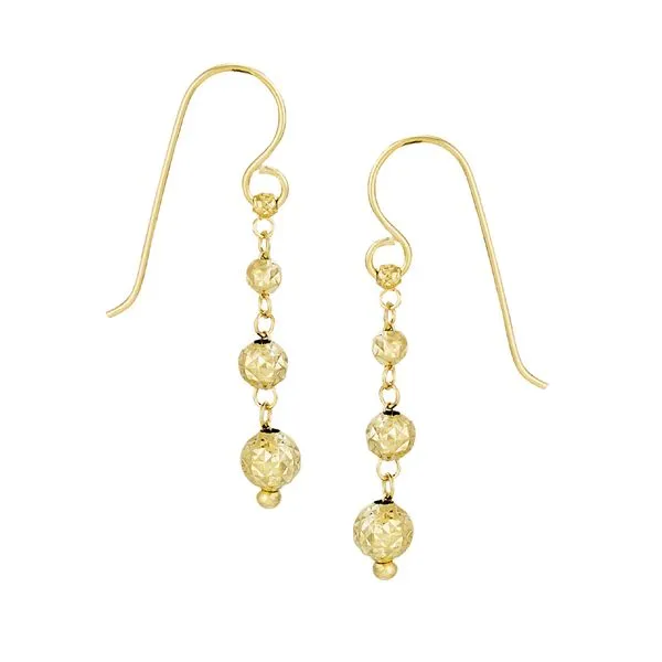14K Diamond Cut Graduated Ball Dangle Earrings Kiefer Jewelers Lutz, FL