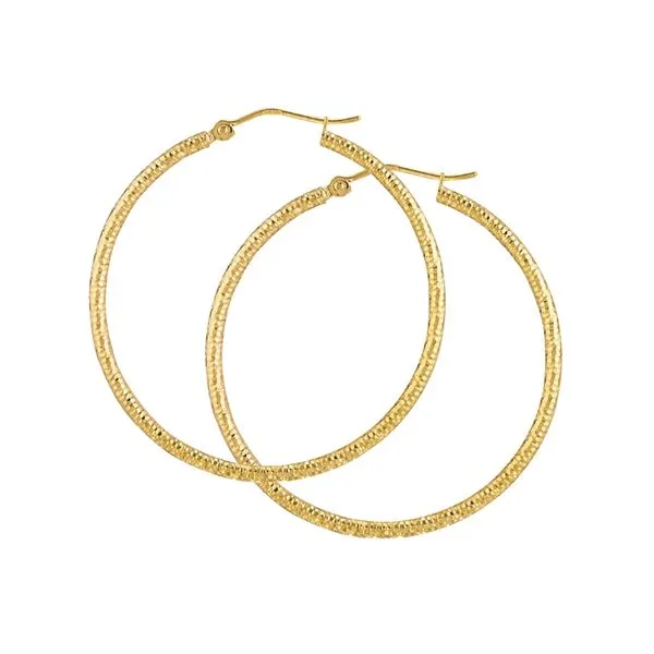 14KY 40mm Diamond Cut Textured Hoops Kiefer Jewelers Lutz, FL
