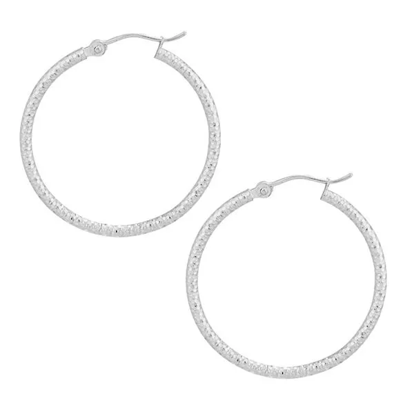 14KW 30mm Diamond Cut Textured Hoops Kiefer Jewelers Lutz, FL