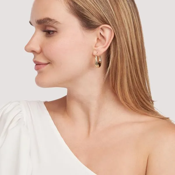 14K Grad Puff Hoop Earrings Image 3 Kiefer Jewelers Lutz, FL