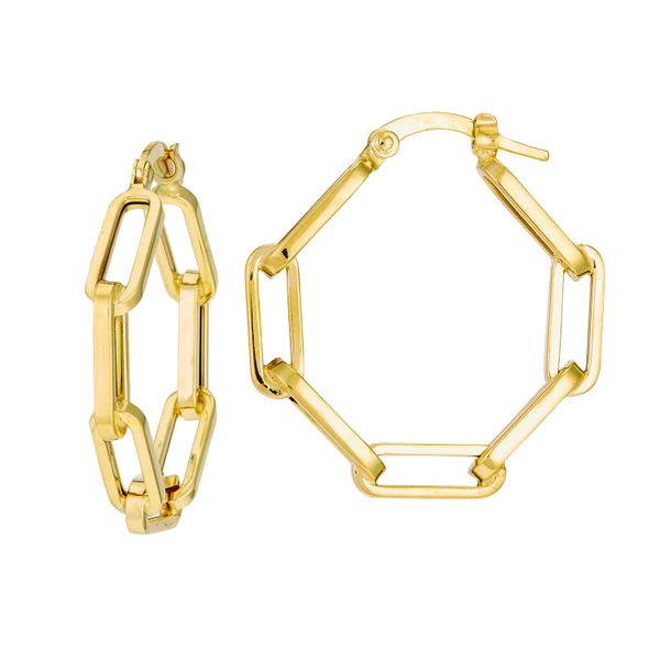 14K Diamond Shape Link Hoop Earrings Kiefer Jewelers Lutz, FL