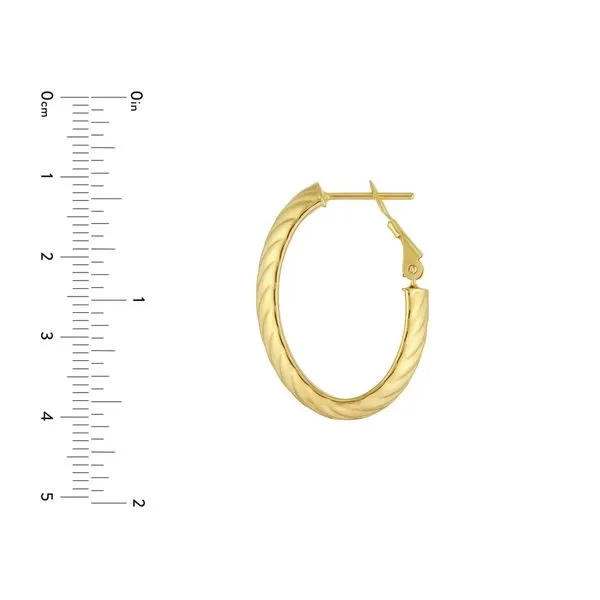14K Oval Ribbed Hoop Earring Image 2 Kiefer Jewelers Lutz, FL