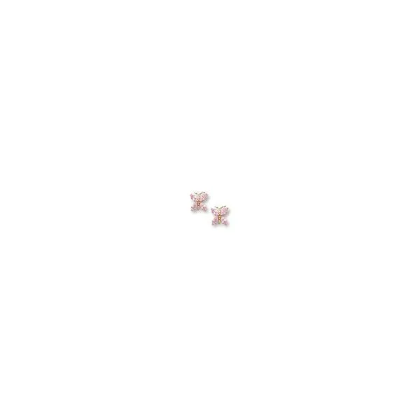 14KY Pink CZ Butterfly Children's Earrings Kiefer Jewelers Lutz, FL