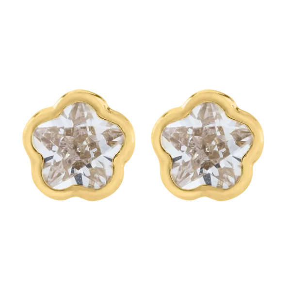 Children's 14KY CZ Flower Stud Earrings Image 3 Kiefer Jewelers Lutz, FL