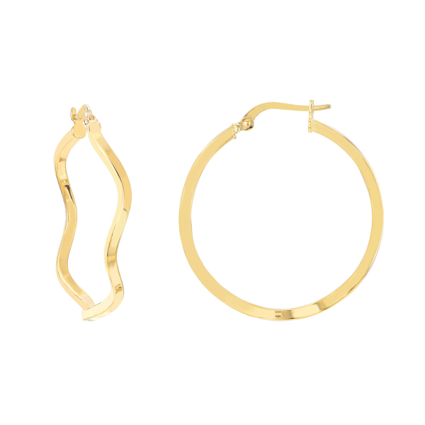 14KY Square Wavy Hoop Earrings Kiefer Jewelers Lutz, FL