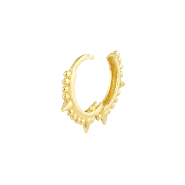 14KY Spike and Beaded Small Hoop Earrings Image 3 Kiefer Jewelers Lutz, FL