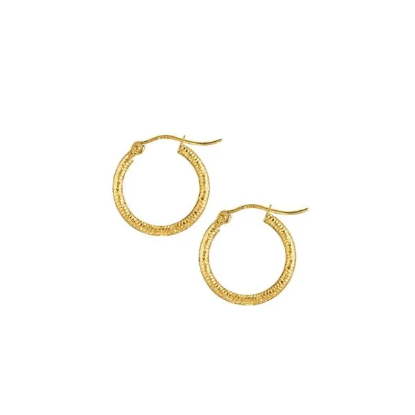 14KY 15mm Diamond Cut Textured Hoops Kiefer Jewelers Lutz, FL