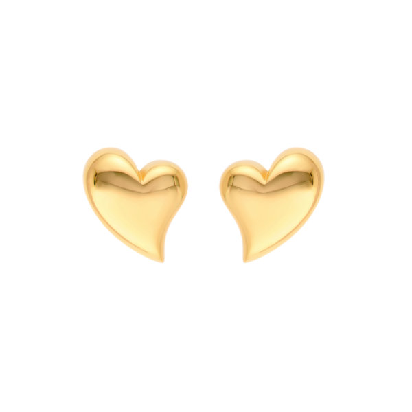 14KY Wavy Puffed Heart Stud Earrings Image 2 Kiefer Jewelers Lutz, FL
