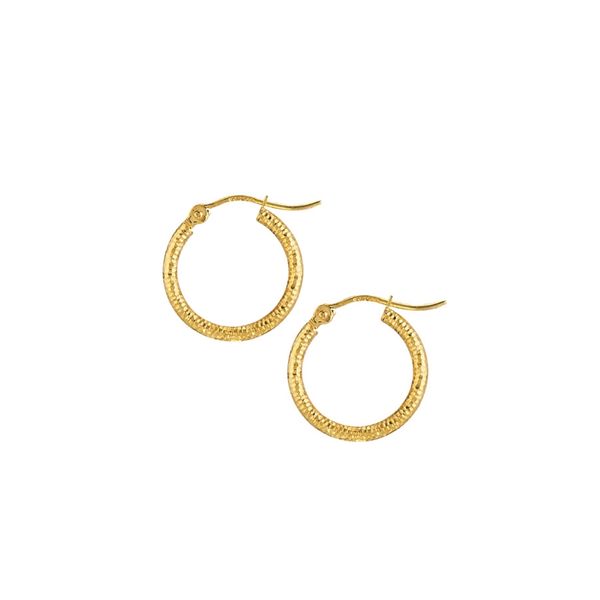 14KY 15mm Diamond Cut Textured Hoops Kiefer Jewelers Lutz, FL