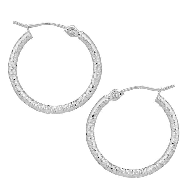14KW 25mm Diamond Cut Textured Hoops Kiefer Jewelers Lutz, FL