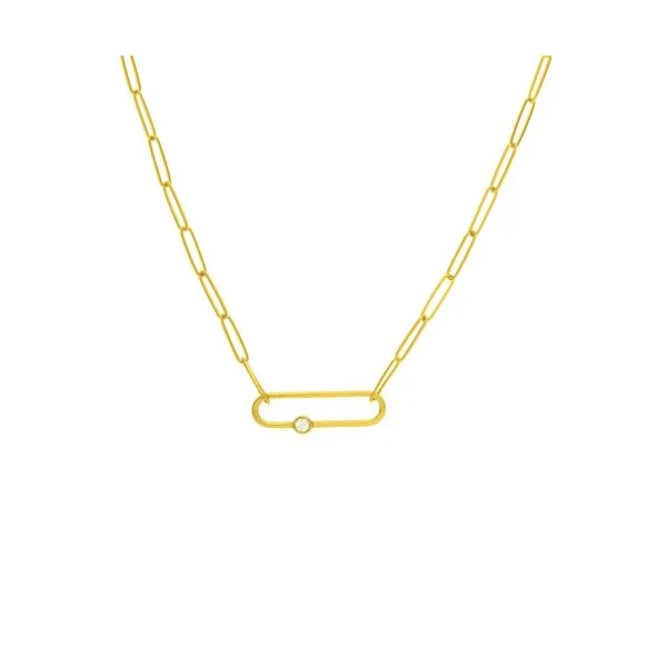 14K .05 CTW Diamond Fancy PaperClip Necklace Kiefer Jewelers Lutz, FL