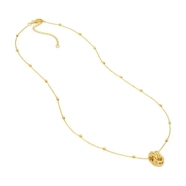 14KY Love Knot on Beaded Station Necklace Image 3 Kiefer Jewelers Lutz, FL