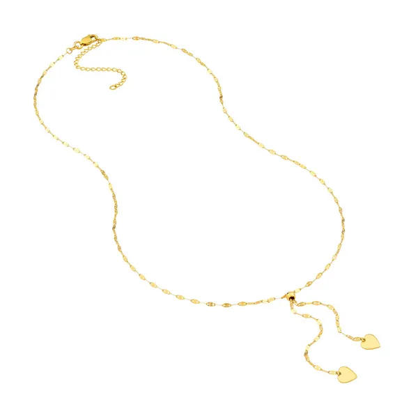 14KY Double Heart Lariat Necklace Image 3 Kiefer Jewelers Lutz, FL