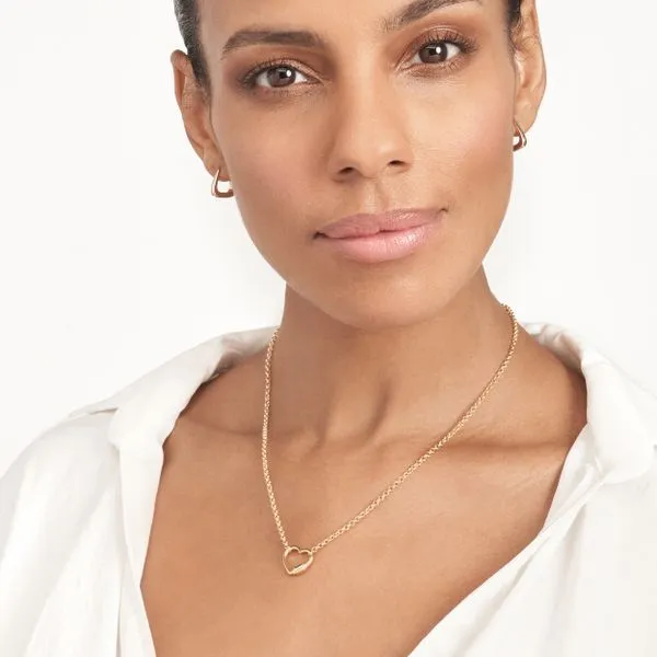 14K Carabiner Heart Rolo Necklace Image 2 Kiefer Jewelers Lutz, FL