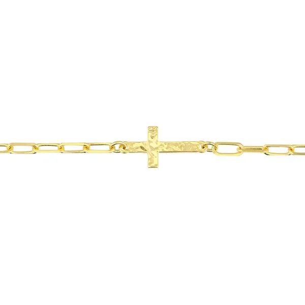 14K Paper Clip Cross Anklet Image 2 Kiefer Jewelers Lutz, FL