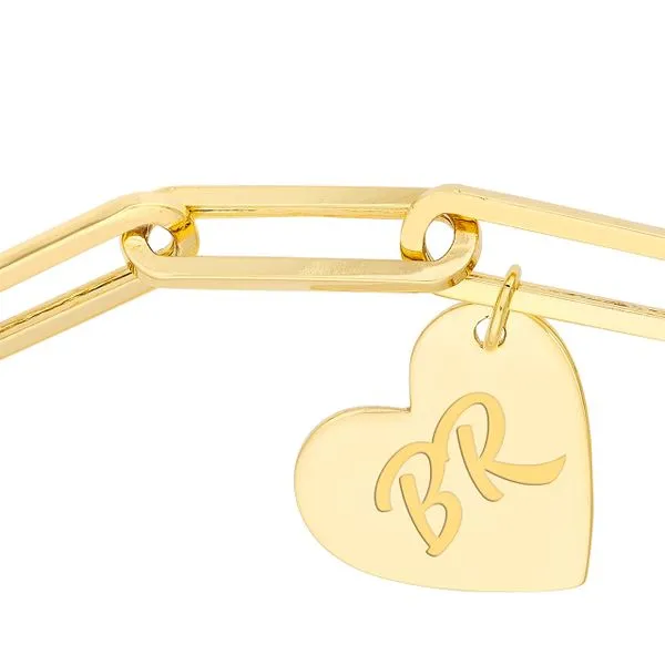 14K Paperclip Bracelet with Heart Image 2 Kiefer Jewelers Lutz, FL