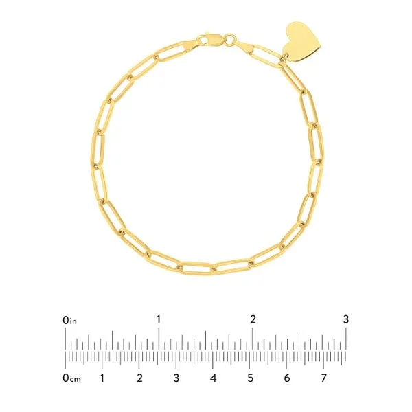 14K Paperclip Bracelet with Heart Image 4 Kiefer Jewelers Lutz, FL