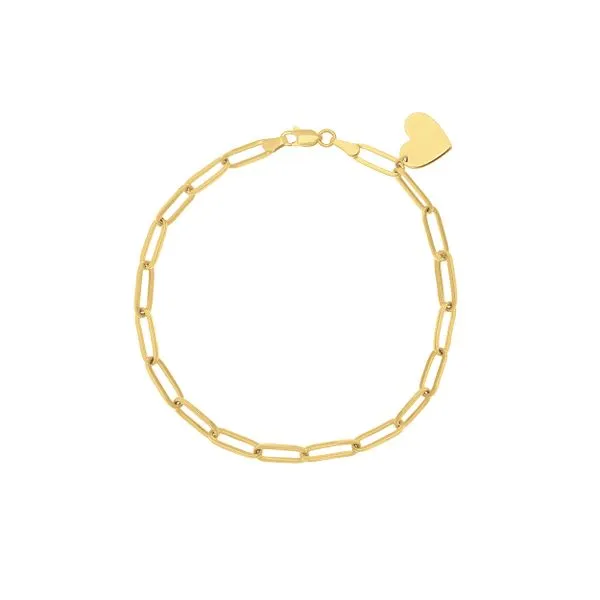 14K Paperclip Bracelet with Heart Kiefer Jewelers Lutz, FL