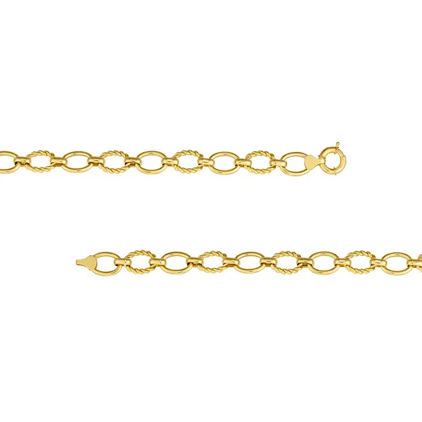 14KY Polished and Textured Oval Link Bracelet Image 3 Kiefer Jewelers Lutz, FL