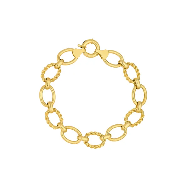 14KY Polished and Textured Oval Link Bracelet Kiefer Jewelers Lutz, FL