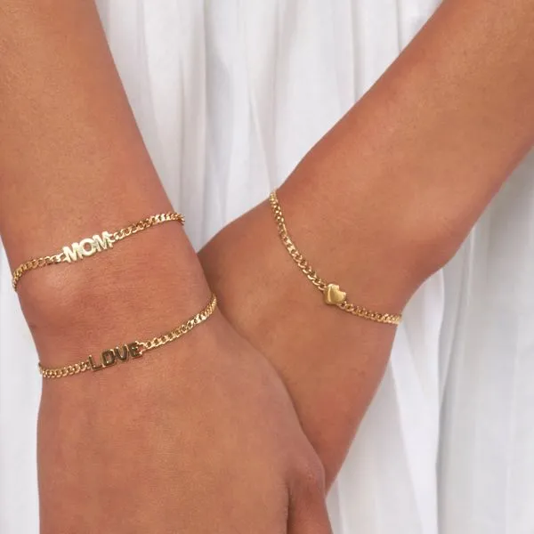 14K 3D Heart Curb Chain Adjustable Bracelet Image 2 Kiefer Jewelers Lutz, FL