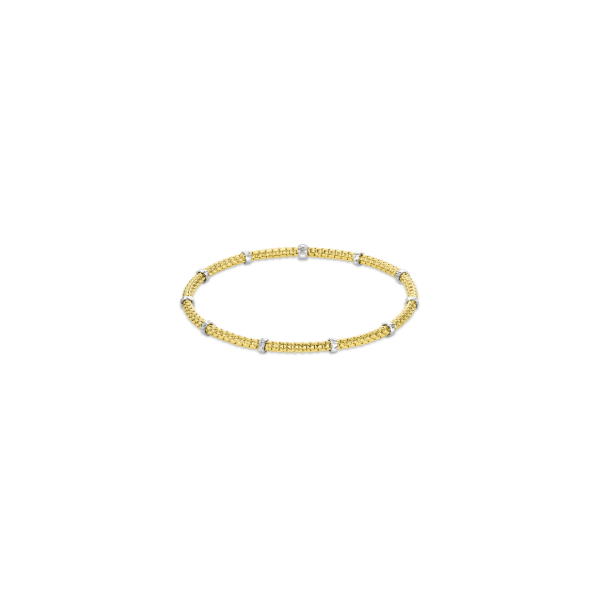 14KYW Woven Stretch Bracelet with White Gold Accents Kiefer Jewelers Lutz, FL
