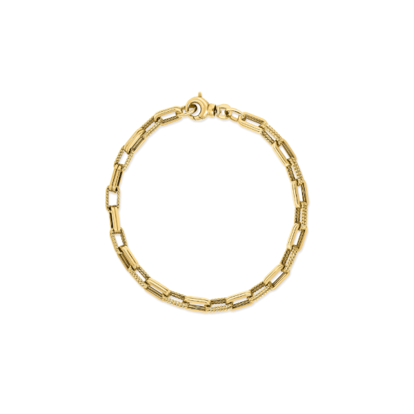 18KY Alternating Fluted and Ridged Rectangular Link Bracelet by Roberto Coin Kiefer Jewelers Lutz, FL