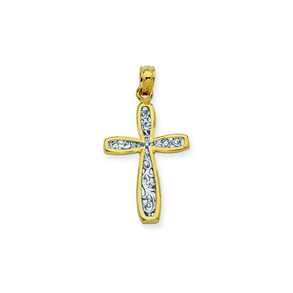 14K 2-Tone Filigree Cross Pendant Kiefer Jewelers Lutz, FL