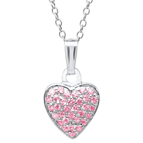 Sterling Silver Pink CZ Heart Child's Necklace Kiefer Jewelers Lutz, FL