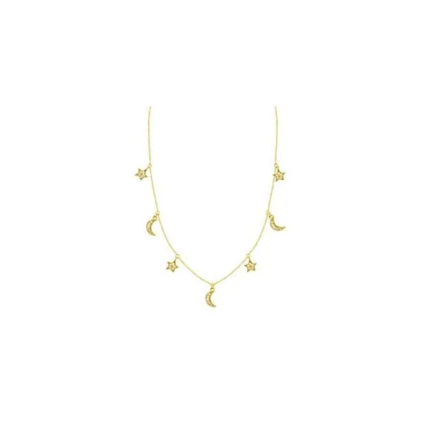 14K Diamond Alt Star and Half Moon Adjustable Necklace Kiefer Jewelers Lutz, FL