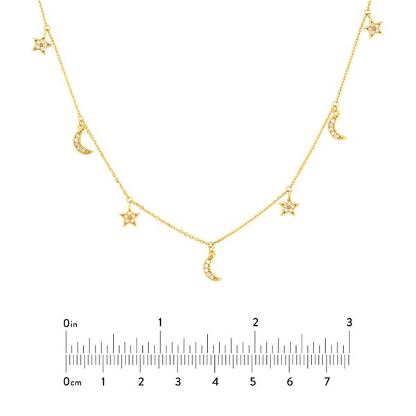14K Diamond Alt Star and Half Moon Adjustable Necklace Image 5 Kiefer Jewelers Lutz, FL