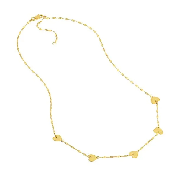 14K 5 Heart Station Adjustable Necklace Image 3 Kiefer Jewelers Lutz, FL