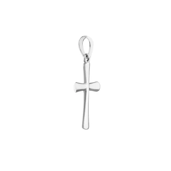 14K White Gold Polished Beveled Cross Image 2 Kiefer Jewelers Lutz, FL