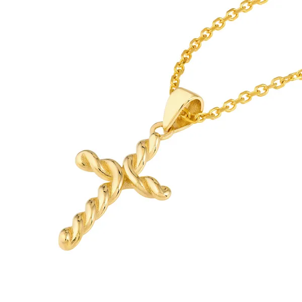 14KY Small Twist Cross Pendant Image 2 Kiefer Jewelers Lutz, FL